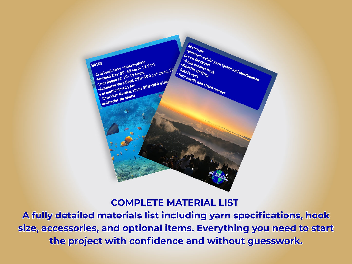 MEGA INDONESIAN BUNDLE: 3 CROCHET PATTERNS: MONKEY, SEA TURTLE AND CLOWN FISH + EBOOK Your Passport to Crochet: A Beginner’s Journey with Around the World Patterns