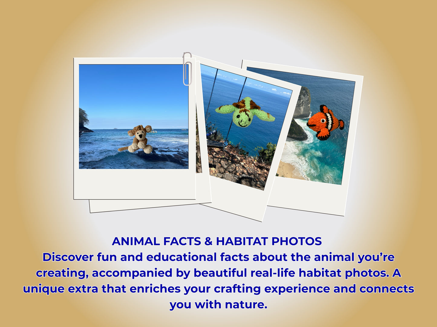 MEGA INDONESIAN BUNDLE: 3 CROCHET PATTERNS: MONKEY, SEA TURTLE AND CLOWN FISH + EBOOK Your Passport to Crochet: A Beginner’s Journey with Around the World Patterns