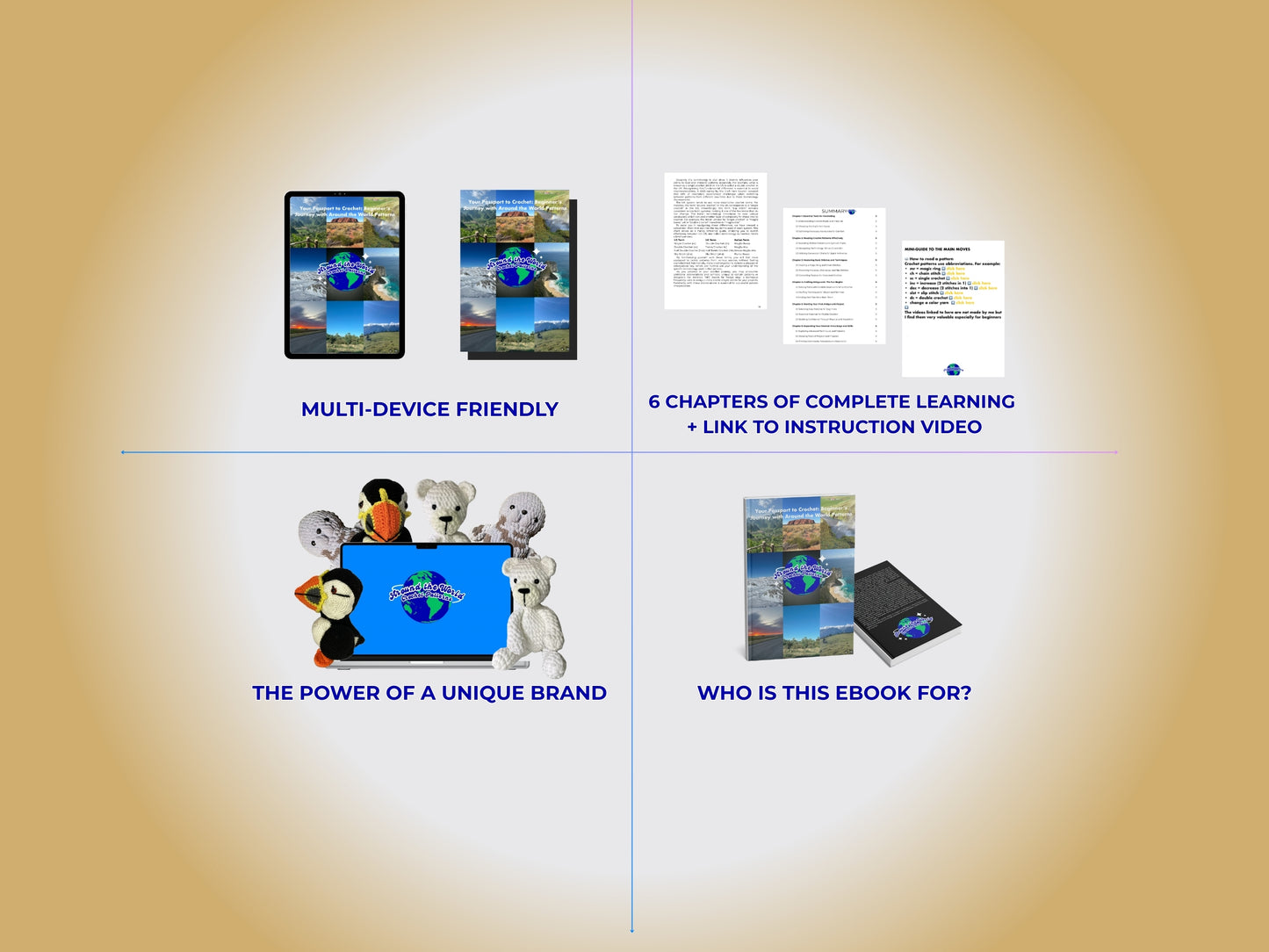 MEGA INDONESIAN BUNDLE: 3 CROCHET PATTERNS: MONKEY, SEA TURTLE AND CLOWN FISH + EBOOK Your Passport to Crochet: A Beginner’s Journey with Around the World Patterns