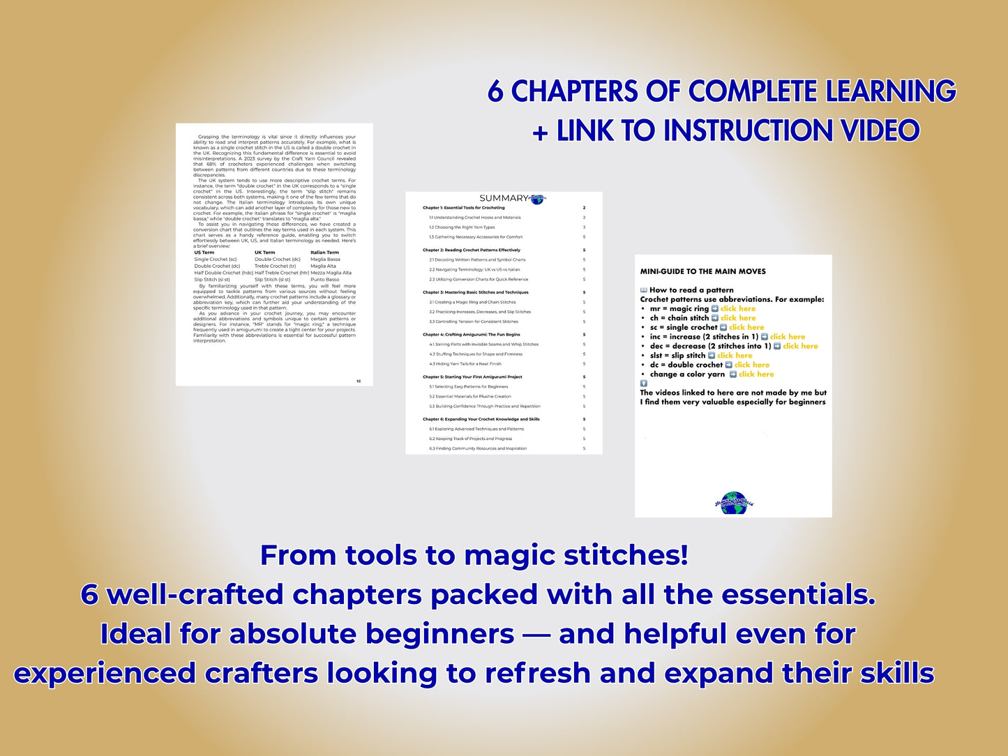 MEGA INDONESIAN BUNDLE: 3 CROCHET PATTERNS: MONKEY, SEA TURTLE AND CLOWN FISH + EBOOK Your Passport to Crochet: A Beginner’s Journey with Around the World Patterns