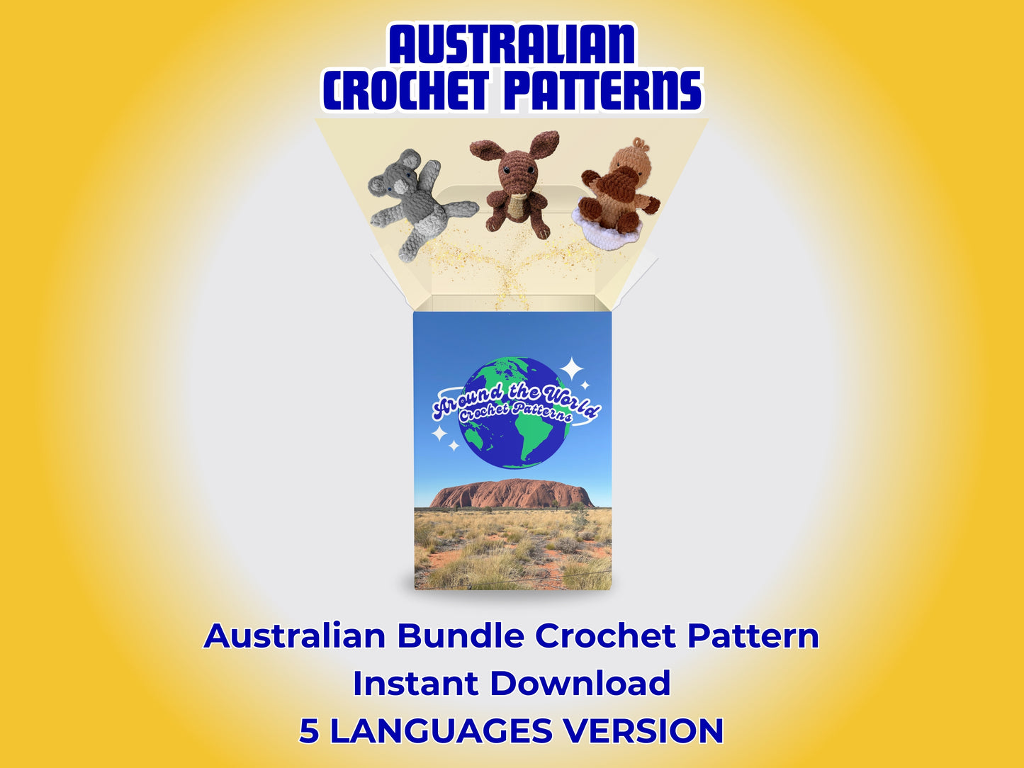 AUSTRALIAN BUNDLE 3 CROCHET PATTERNS: KANGAROO, PLATYPUS AND KOALA