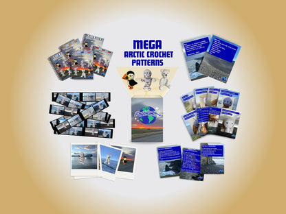 MEGA ARCTIC BUNDLE: 3 CROCHET PATTERNS: PUFFIN, POLAR BEAR AND SEAL + EBOOK Your Passport to Crochet: A Beginner’s Journey with Around the World Patterns