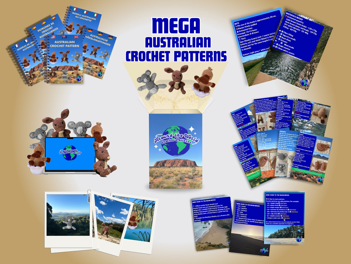 Mega Australian Crochet Bundle - 3 Patterns + Beginner's Ebook